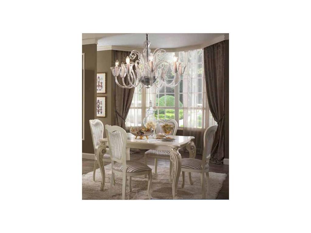 Arredo Classic: Tiziano: стол обеденный раскладной квадратный (слоновая кость с золотом)