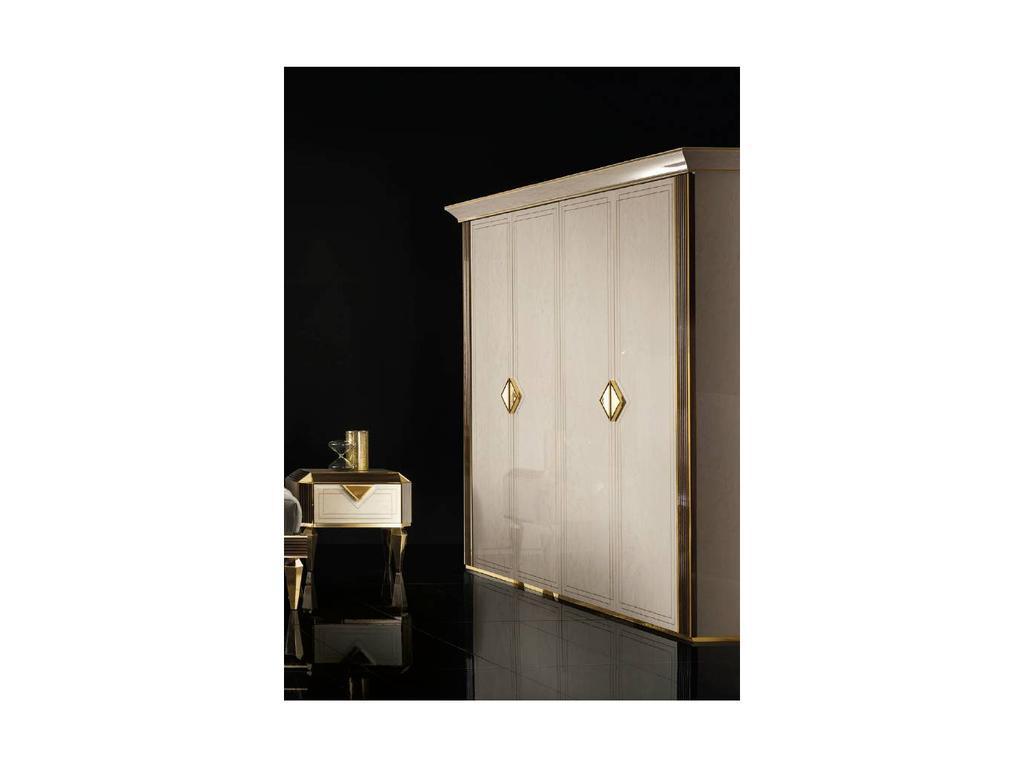 Arredo Classic: Diamante: шкаф 4 дверный (слоновая кость, вяз, золото)