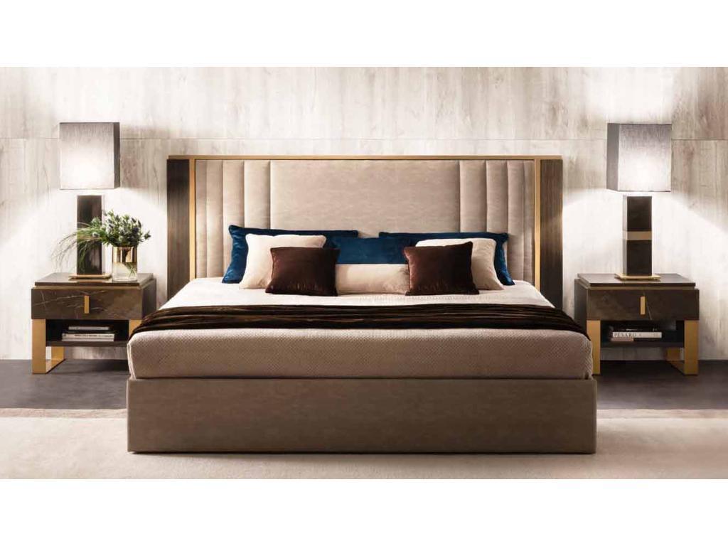 Arredo Classic: Essenza: кровать 180х200 мягкая (венге, коричневый, золото)