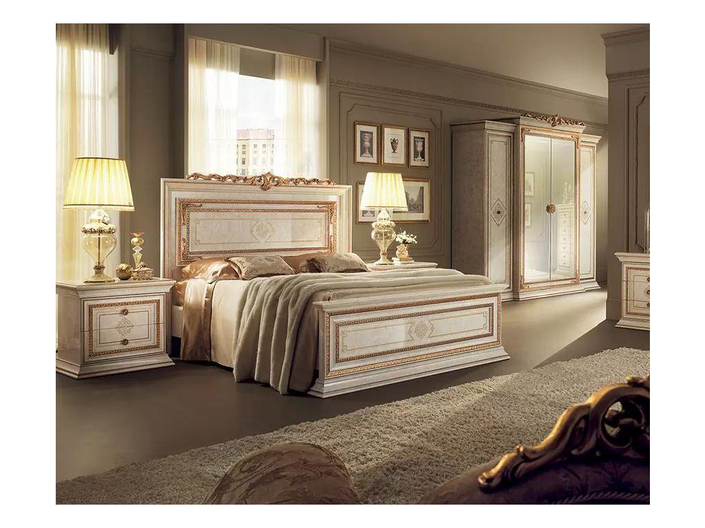 Arredo Classic: Leonardo: кровать 180х200 без короны (крем, золото)
