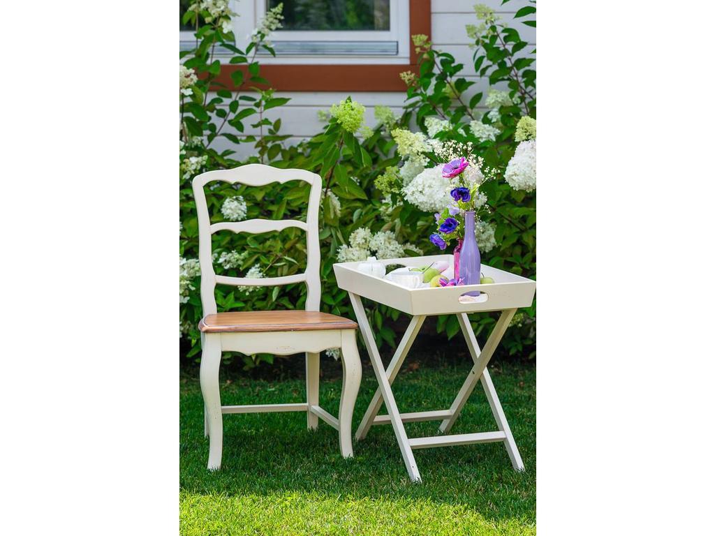 Mobilier de Maison: Belveder: стул с деревянным сиденьем  (белая карамель)