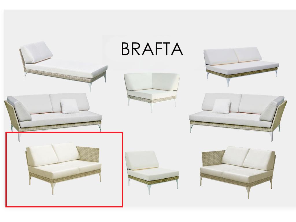 Skylinedesign: Brafta: модуль  с подлокотником левый (Seashell)