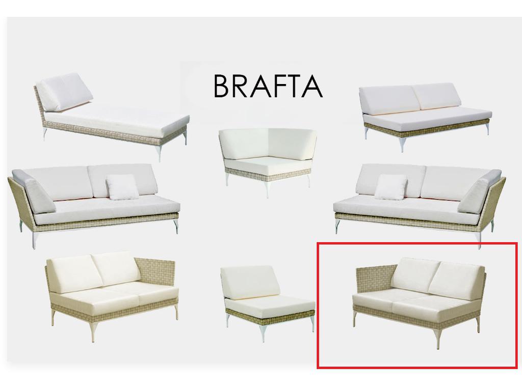 Skylinedesign: Brafta: модуль  с подлокотником правый (Seashell)