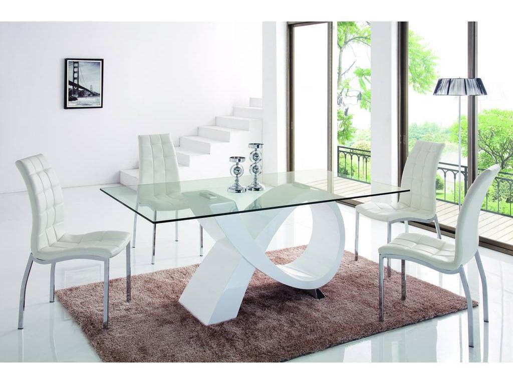 ESF: стол обеденный  (стекло, белый)