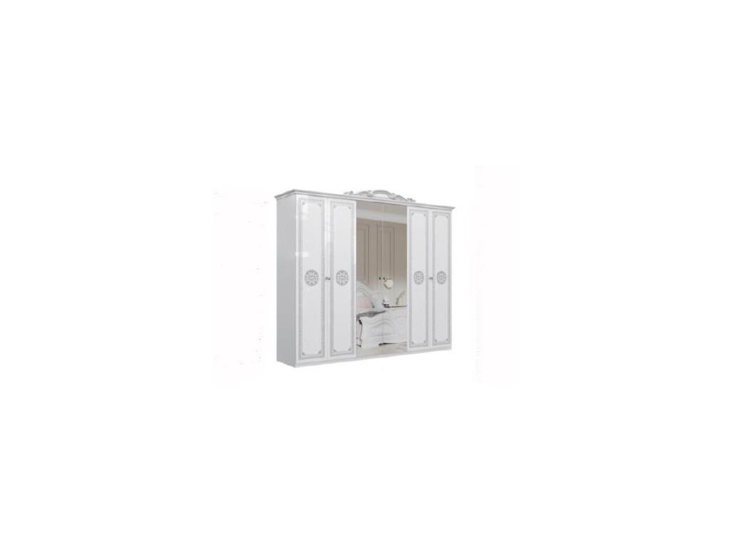 Dia: Грация: шкаф 6-х дверный с зеркалом (белый, серебро)