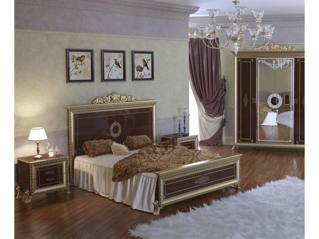 Мэри: Версаль: кровать 160х200  с короной на изголовье (орех)
