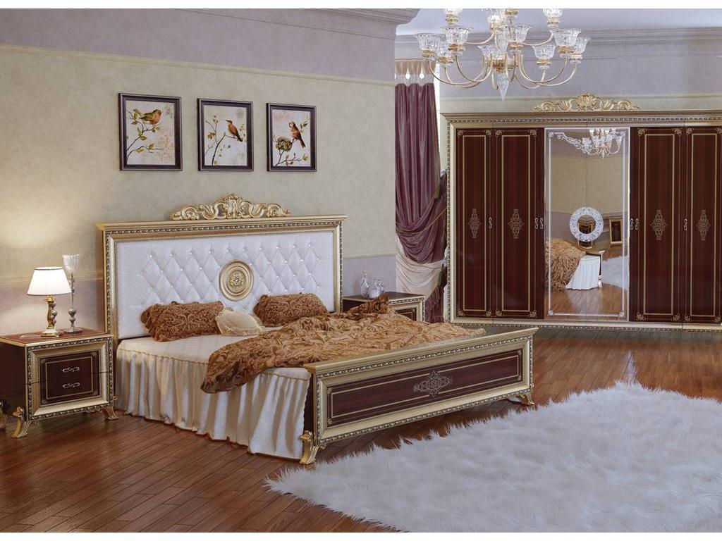 Мэри: Версаль: кровать 180х200 с мягким изголовьем с короной  (орех)
