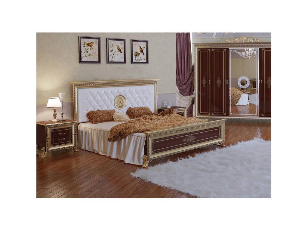 Мэри: Версаль: кровать 180х200 с мягким изголовьем  (орех)