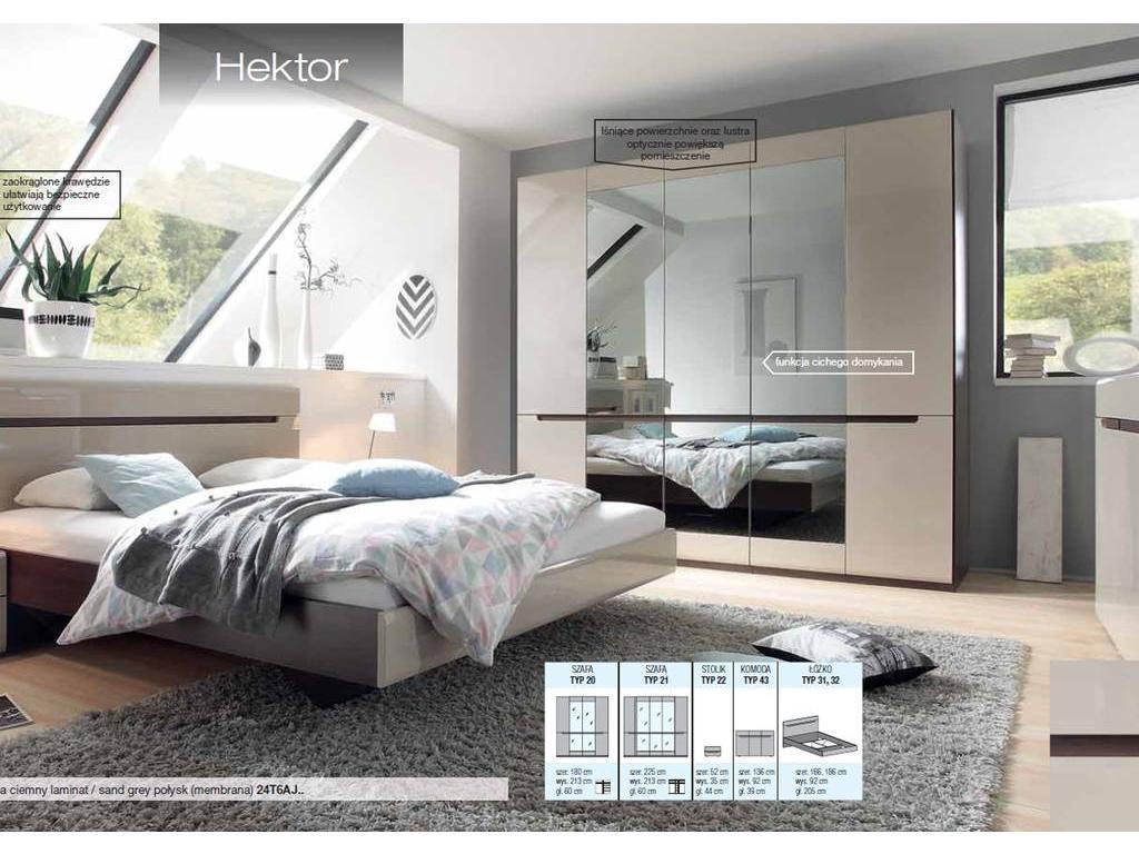 Helvetia: Hektor: шкаф 4-х дверный  графитовые зеркала (капучино)