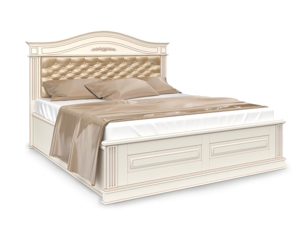 Arco: Прованс: кровать 160х200 с мягким изголовьем и под-м мех-м (белый, патина)