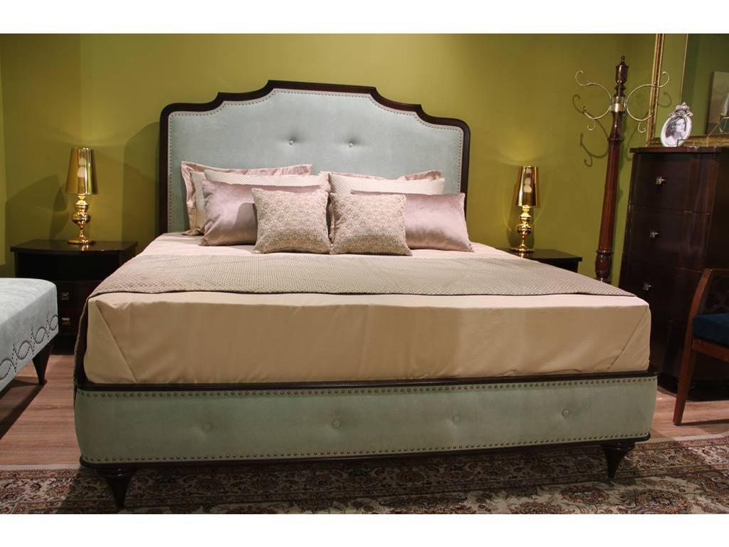 Zzibo Mobili: Оскар: кровать 160х200 ткань Velvet LUX (шоколад, ткань мятно-голубой)