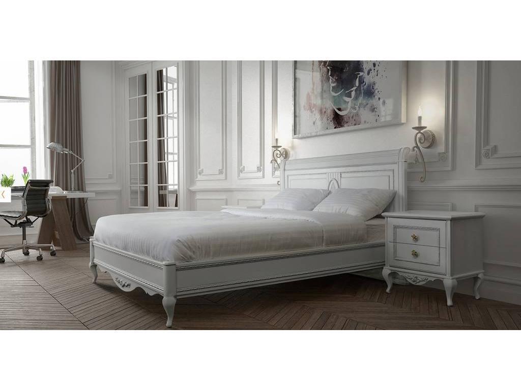 Timber: Неаполь: кровать 160х200 без изножья  (белый, серебро)