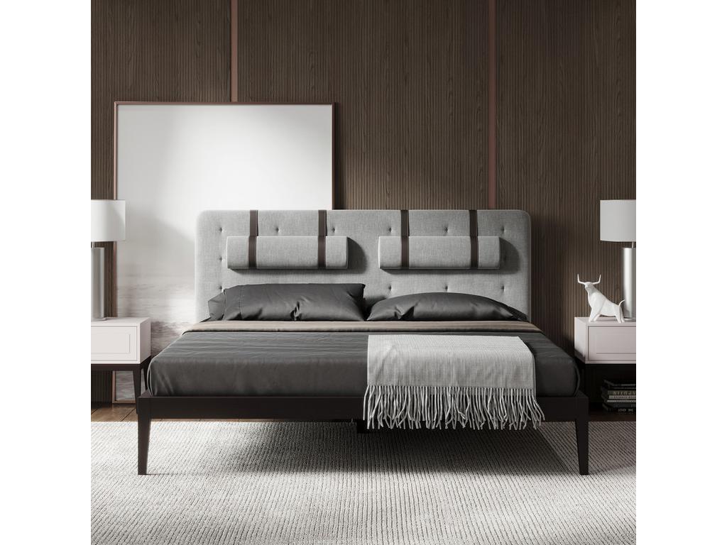 Mod Interiors: Marbella: кровать 160х200  (орех W, серая рогожка)