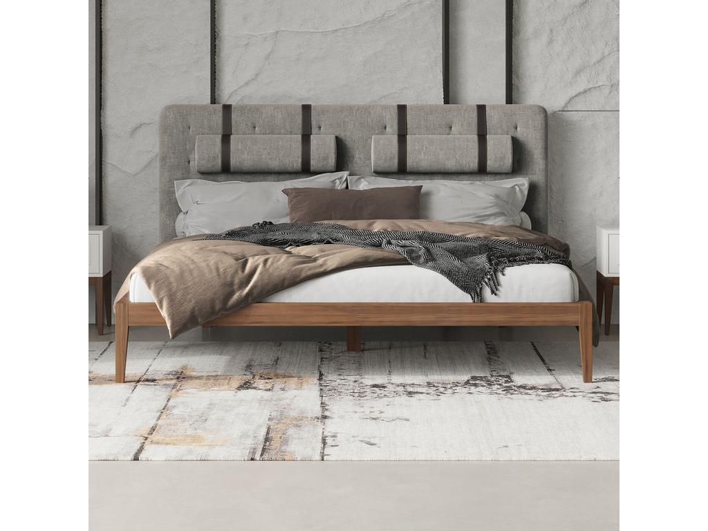 Mod Interiors: Marbella: кровать 180х200  (орех F, серая рогожка)