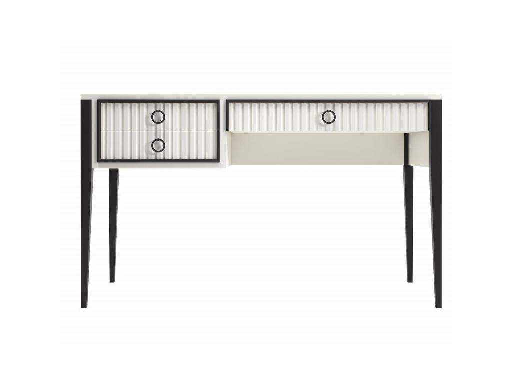 RFS: Ницца: стол письменный  фасад с фрезеровкой (молочный, черный)