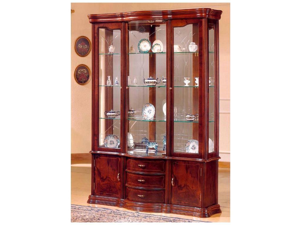 5206446 IDC Mobiliario: Diana Grande: витрина 3-х дверная (орех кларо)