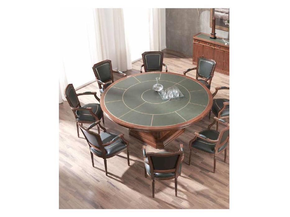 Inter CL. Mobilia: Stilum: стол переговорный  круглый кож. Зам. (орех, корень ясеня, зеленый)