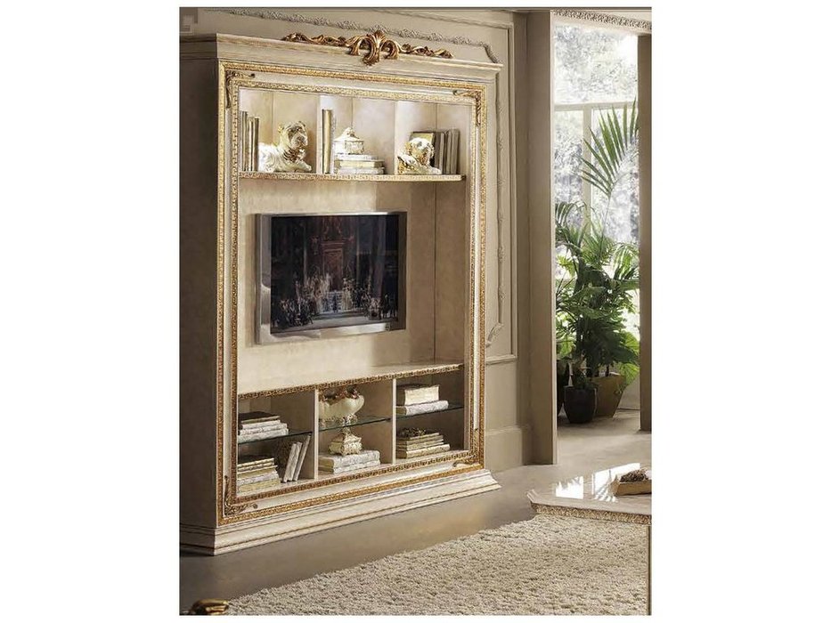 Arredo Classic: Leonardo: стенка под телевизор с короной (слоновая кость)