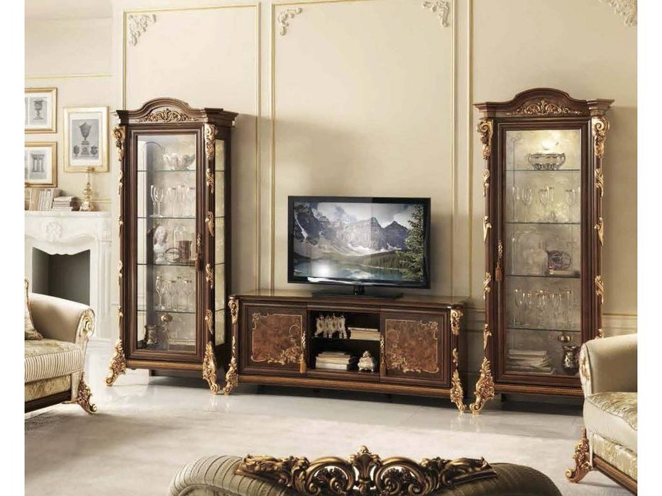 Arredo Classic: Sinfonia: витрина 1 дверная левая/правая (орех, золото)