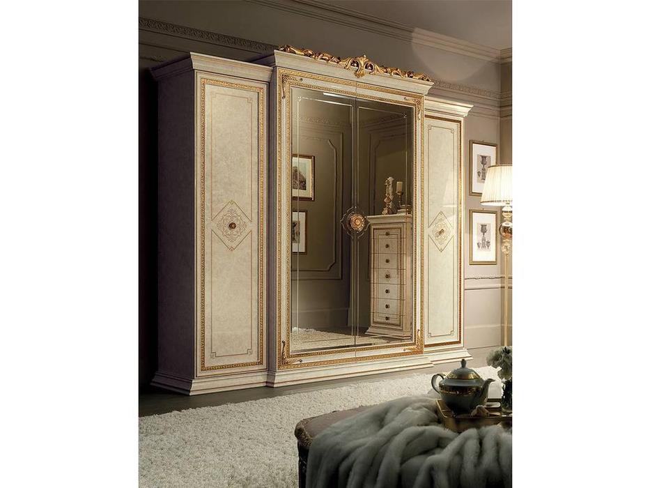 Arredo Classic: Leonardo: шкаф 4-х дверный большой (крем, золото)