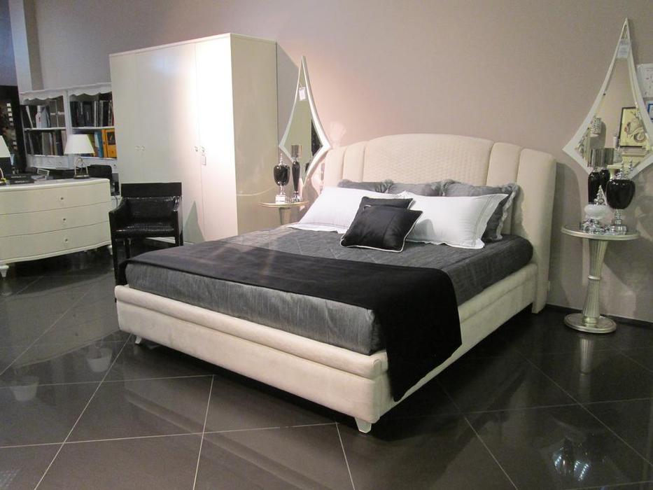 Fratelli Barri: Rimini: кровать 180х200  ткань (бежевый, белый лак)