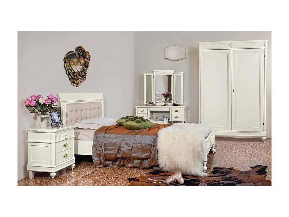 Monte Cristo: Maria Silva: кровать 160х200 с кожаным изголовьем  (avorio consumato)