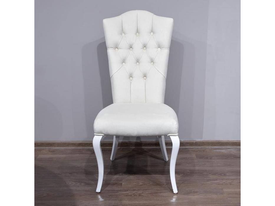 Fratelli Barri: Rimini: стул  светло-бежевый велюр (белый глянец)