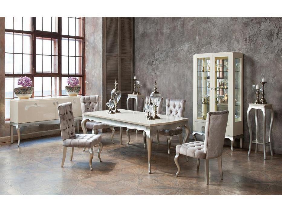 Fratelli Barri: Venezia: стол обеденный  раскладной (кремовый лак, серебро)
