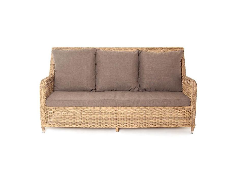 4SIS: Гляссе: диван садовый 3 местный с подушками (соломенный)