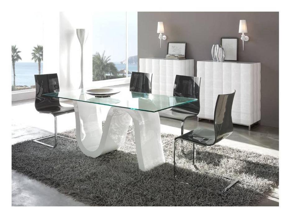Dupen: стол обеденный  Dupen стекло, белый лак
