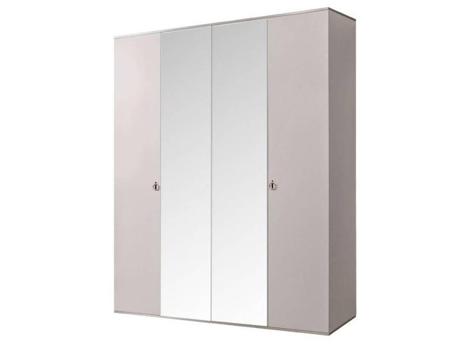 ЯМ: Римини: шкаф 4-х дверный  с зеркалами (слоновая кость, серебро)