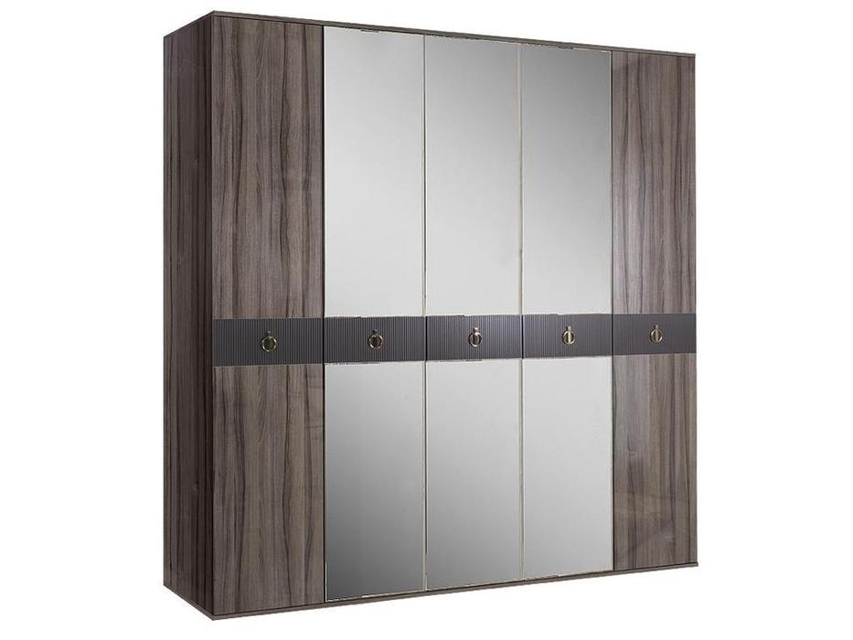 ЯМ: Римини Соло: шкаф 5 дверный  с зеркалами (крем, серебро)