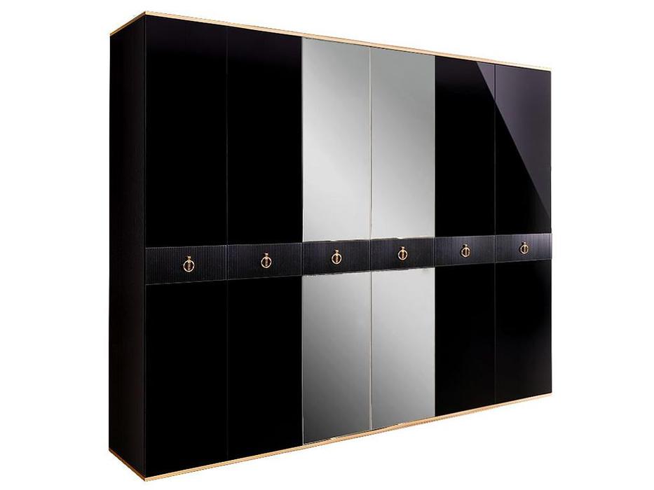 ЯМ: Римини Соло: шкаф 6 дверный  с зеркалами (крем, сетебро)