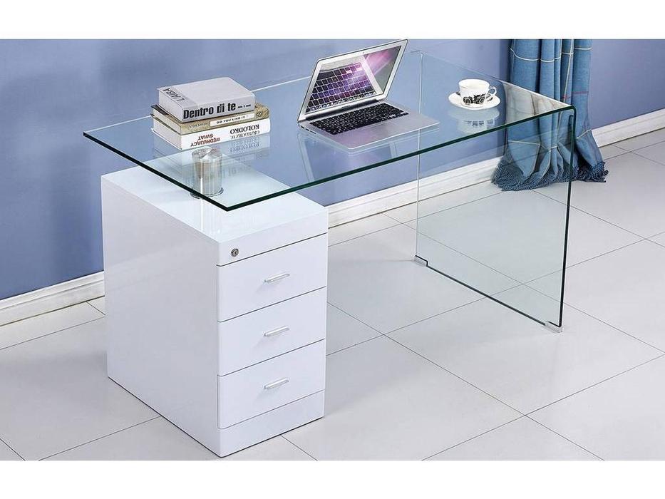 ESF: стол письменный  (стекло, белый)