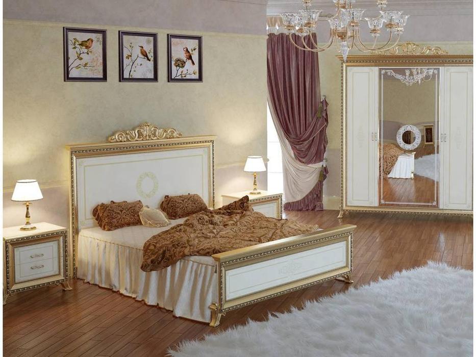Мэри: Версаль: кровать 160х200  с короной на изголовье (слоновая кость)