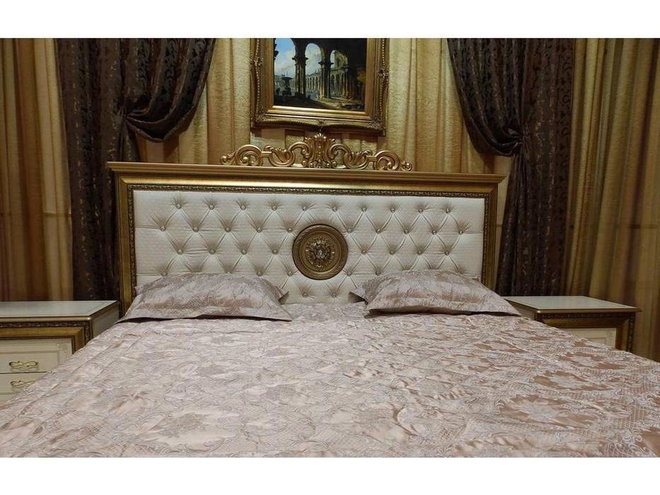 Мэри: Версаль: кровать 180х200 с мягким изголовьем с короной  (слоновая кость)
