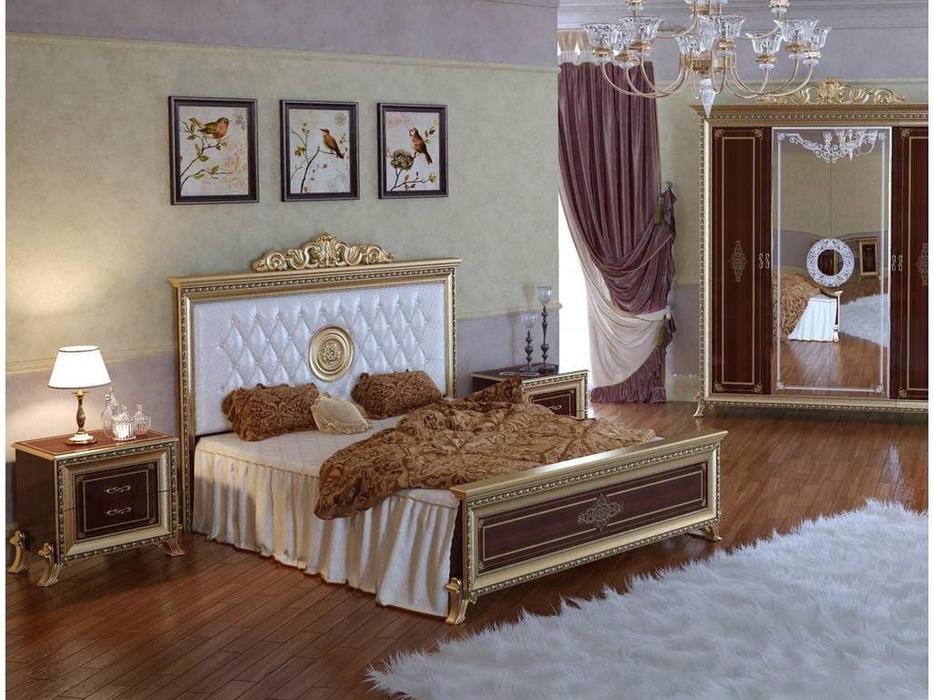 Мэри: Версаль: кровать 160х200 с мягким изголовьем с короной  (орех)