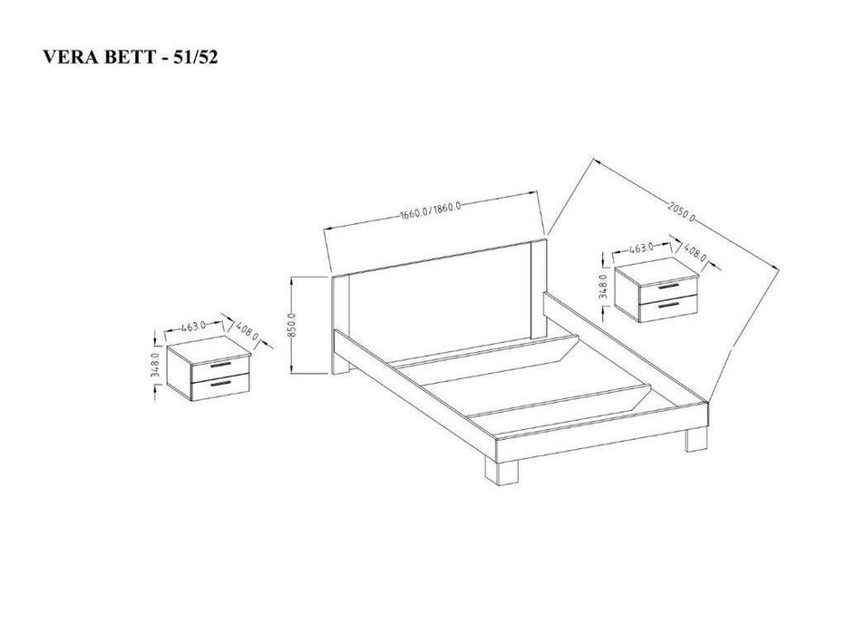 Helvetia: Vera: кровать 180х200 с 2 тумбочками  (бетон, белый)