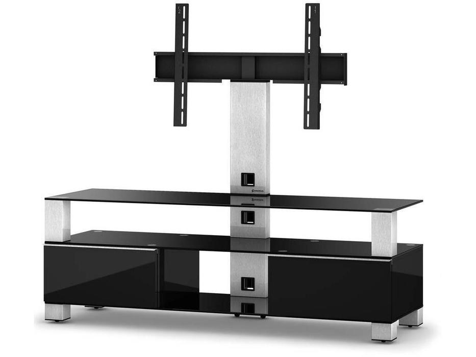 Sonorous: MD 8143: тумба под телевизор  (черное стекло, стальной, черный)