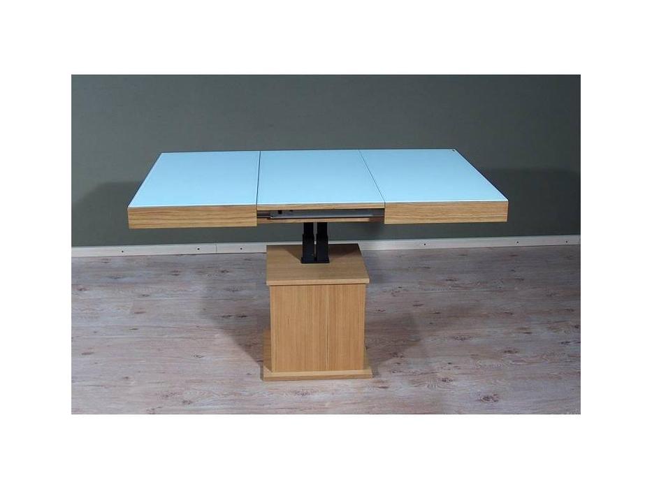 Optimata: стол-трансформер  раскладной (дуб, стекло белое)