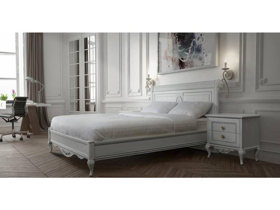 Timber: Неаполь: кровать 180х200 без изножья  (белый, серебро)