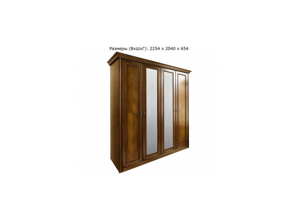 Timber: Палермо: шкаф 4-х дверный с зеркалами  (орех)