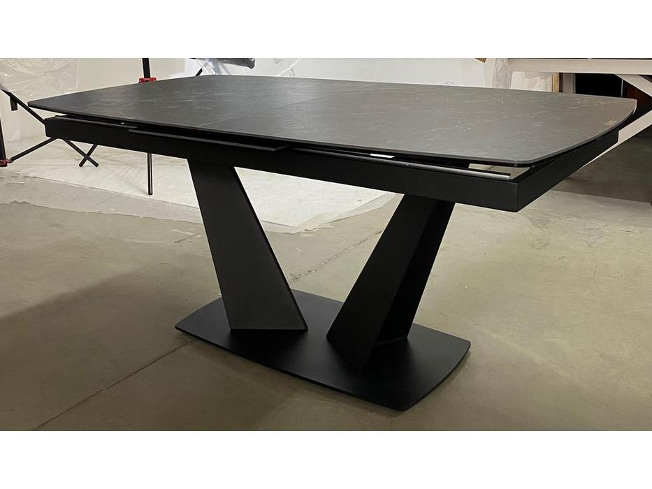 Megapolis: ACUTO2: стол обеденный раскладной (черный мрамор, черный)