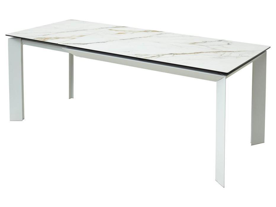 Megapolis: Cremona: стол обеденный раскладной (белый мрамор контрастный, белый)