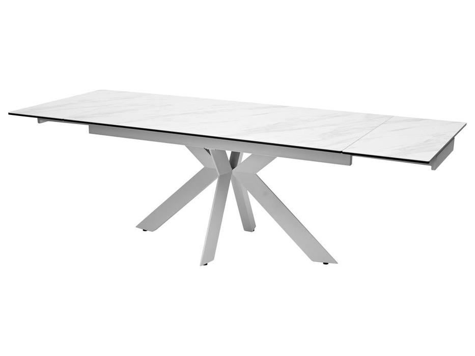 Megapolis: BELLUNO: стол обеденный раскладной (белый мрамор матовый, белый)