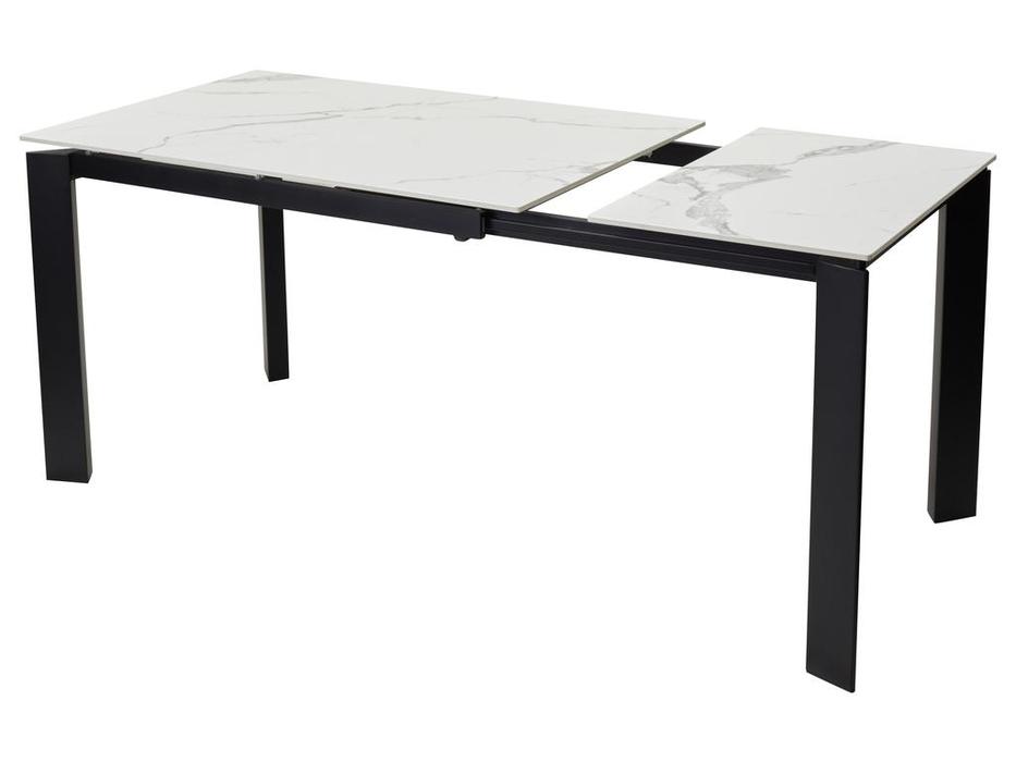 Megapolis: Corner: стол обеденный раскладной (Светлый мрамор/черный)