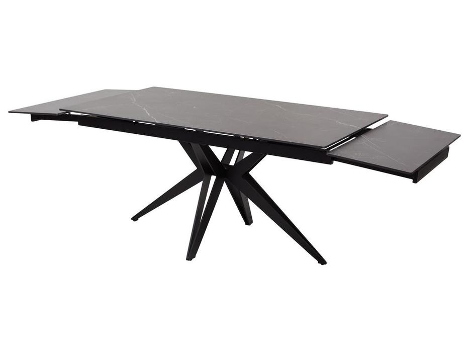 Megapolis: FORIO: стол обеденный раскладной (черный мрамор, черный)