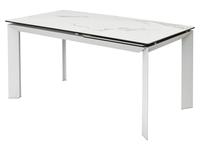 Megapolis: Cremona: стол обеденный раскладной (белый мрамор глянцевый, белый)