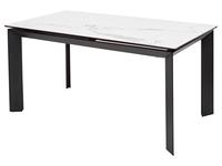 Megapolis: Cremona: стол обеденный раскладной (белый мрамор глянцевый, черный)