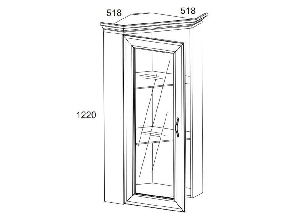 Anrex: Tiffany: витрина угловая  - модуль верхний (вудлайн кремовый)